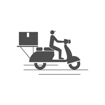 Delivery with man riding motorcycle icon . Isolated on white background. Vector illustrationのイラスト素材