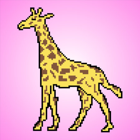 Giraffe with Pixel art design on white background. Vector illustrationのイラスト素材