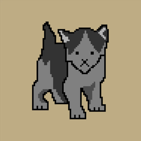 Cat with pixel art. friendly domestic pet. Vector illustration.のイラスト素材