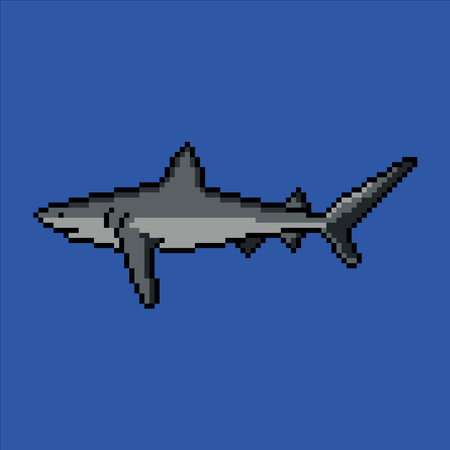 Shark with pixel art design. Vector illustration.のイラスト素材