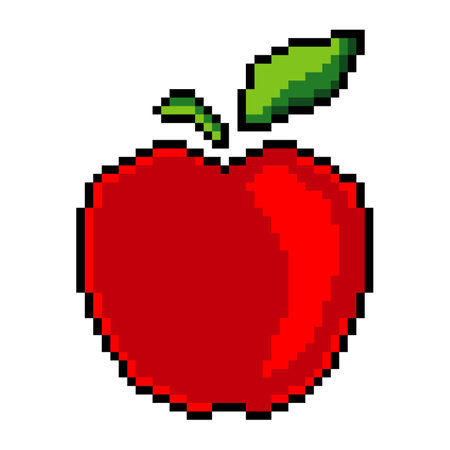 Apple vector illustration in pixel art.  isolated on white background.のイラスト素材