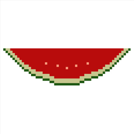 Pixel art with watermelon. Vector illustration on a white background.のイラスト素材