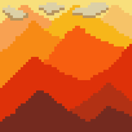 Colorful mountains with pixel art. Vector illustration.のイラスト素材