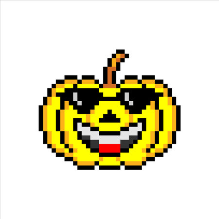 Emoticon or emoji with Pumkins in pixel art . vector  illustrations isolated on white background.のイラスト素材