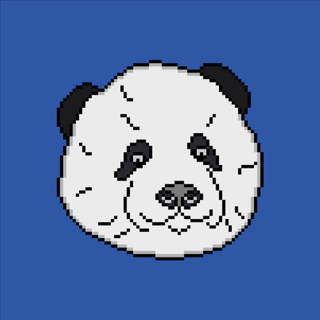 Panda head in pixel art. Vector illustration.のイラスト素材