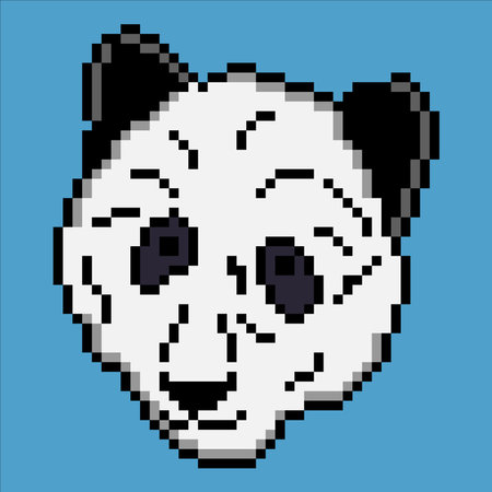 Panda head in pixel art. Vector illustration.のイラスト素材