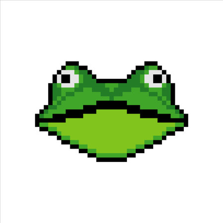 Frog face head with pixel art. Vector illustration.のイラスト素材