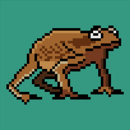 Frog with pixel art. Vector illustration.のイラスト素材