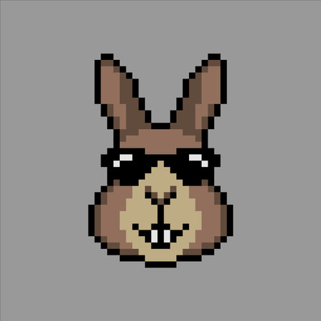 Bunny head with pixel art. Vector illustration.のイラスト素材