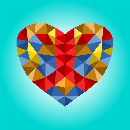 Heart with low poly art. Peace love symbol. Vector illustration.のイラスト素材