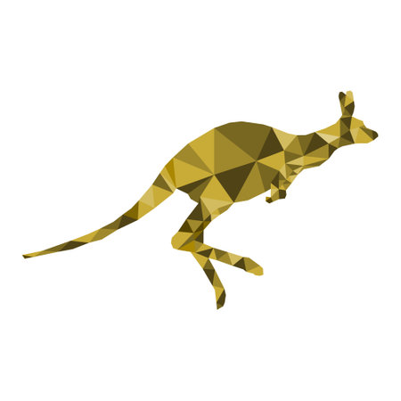 Kangaroo with low poly art  design on white background.のイラスト素材