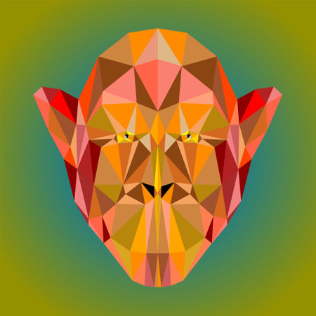 Monkey face vector illustration with low poly art .のイラスト素材