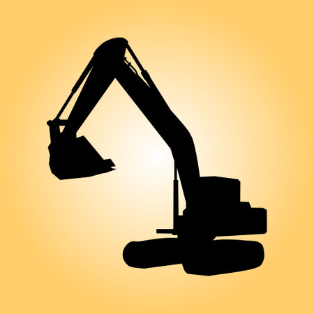 Excavator heavy equipment with  silhouette design. Vector illustration.のイラスト素材