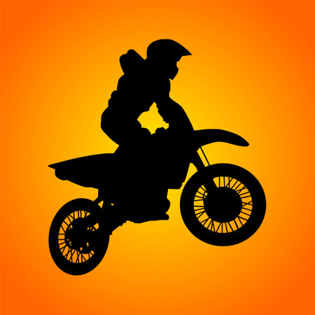 Motocross rider silhouette. Vector illustrationのイラスト素材