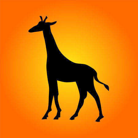 Giraffe with silhouette design.  Vector illustration.のイラスト素材