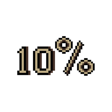 Pixel art design 10 percent on white background.