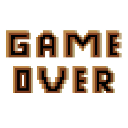 Game over with pixel art on white background.のイラスト素材