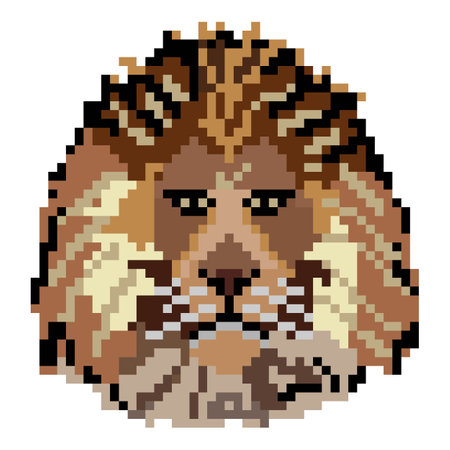 Pixel art with lion head on white background.のイラスト素材