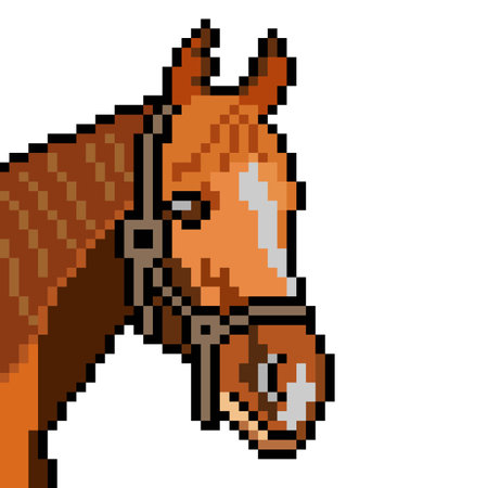 Horse head with pixel art on white background.のイラスト素材