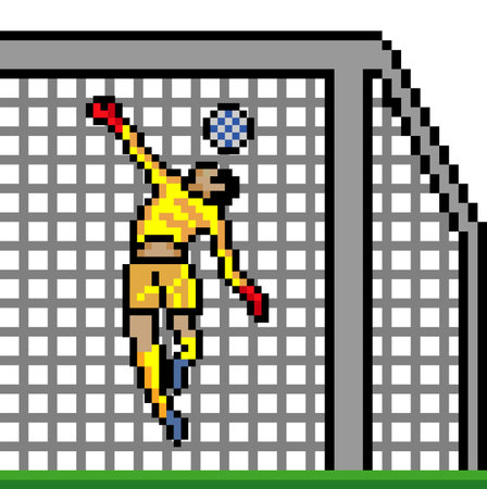 Soccer player goalkeeper pixel art.のイラスト素材