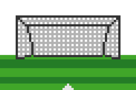 Pixel art soccer goal fieldのイラスト素材
