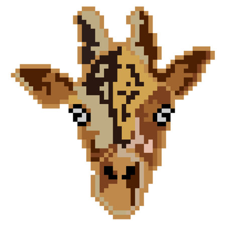 giraffe head  pixel on white background.のイラスト素材