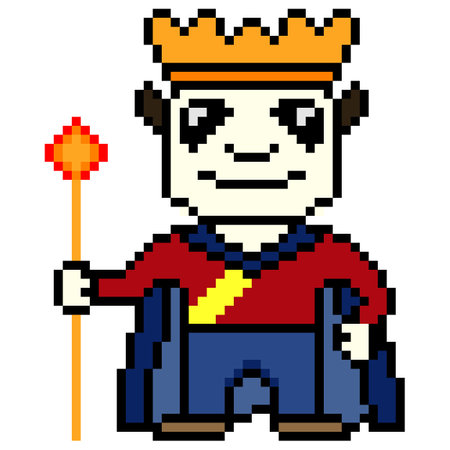 Pixel art panda king illustration characterのイラスト素材