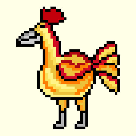 Pixel art Cute chicken characterのイラスト素材
