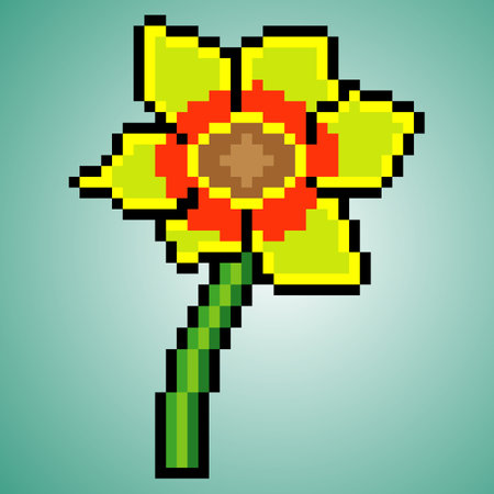 Sunflower icon pixel art. Vector illustration.のイラスト素材