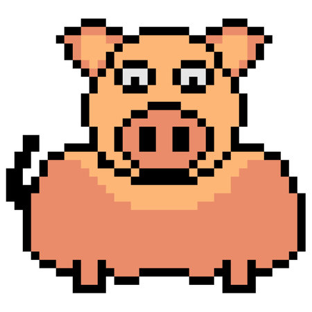Pig pixel art isolated on white background. Vector illustration.のイラスト素材