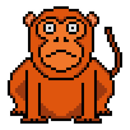 Cute angry monkey cartoon pixel artのイラスト素材