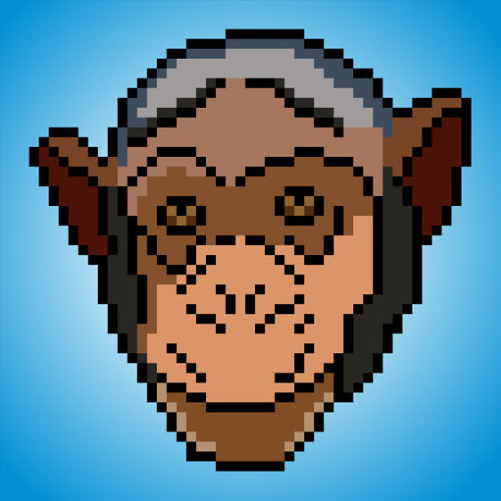 Monkey head with pixel art. Vector illustration.のイラスト素材