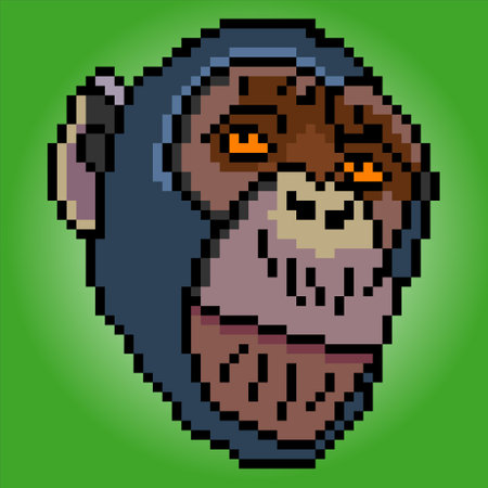 Monkey head with pixel art. Vector illustration.のイラスト素材