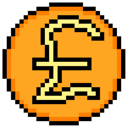 Pound sterling coin icon pixel art. Vector illustrationのイラスト素材