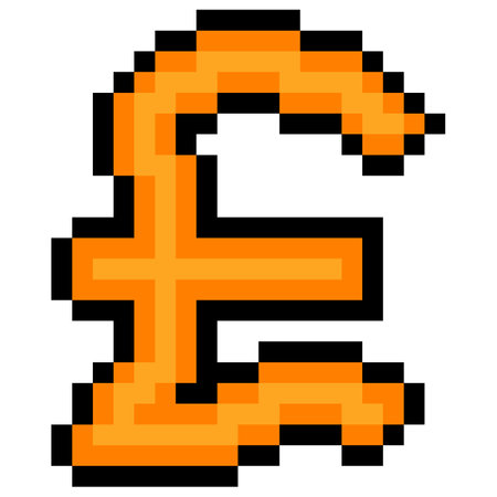 Pound sterling coin icon pixel art.  Vector illustrationのイラスト素材
