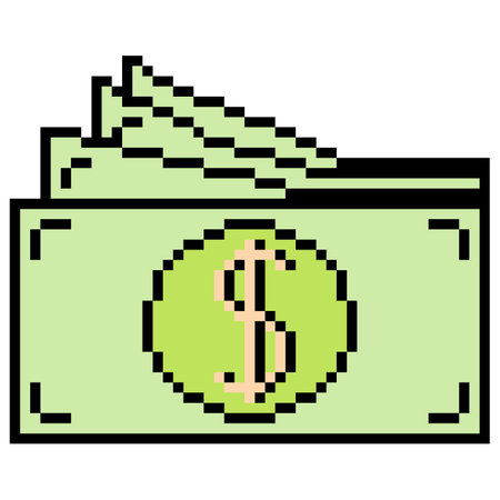 Pixel art cash money. Vector illustrationのイラスト素材