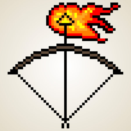 Fire arrow pixel art. Vector illustrationのイラスト素材