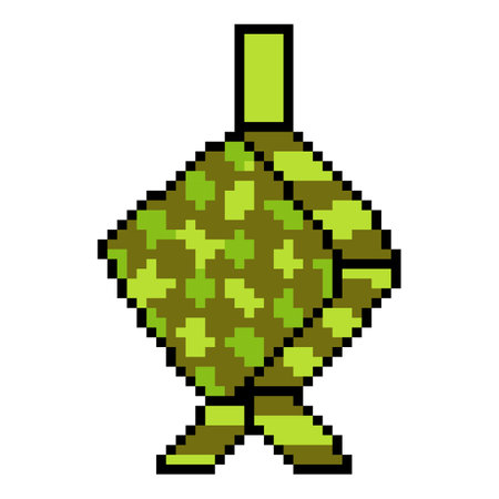 Ketupat for eid Mubarak with pixel artのイラスト素材