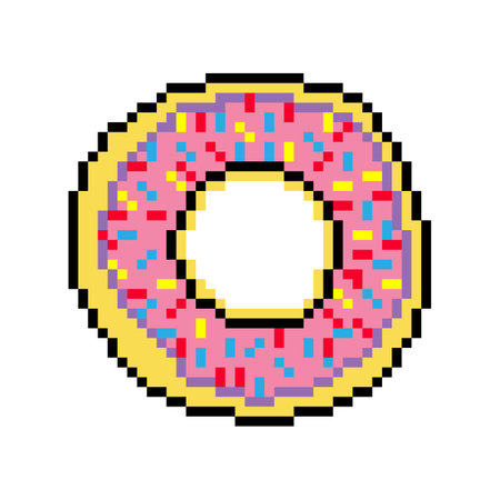 Donut with pixel art designのイラスト素材