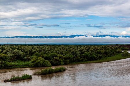 The Musi Township River after the rain in Yili, Xinjiang, Chinaの写真素材