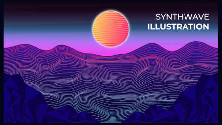 Synthwave Illustration Free Vectorのイラスト素材
