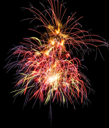 beautiful fireworks against the dark sky, fireworksの写真素材