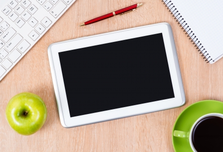 pc keyboard, pen and tablet, workplace businessmanの写真素材