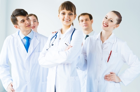 team of experienced highly qualified doctors, fold one s armsの写真素材