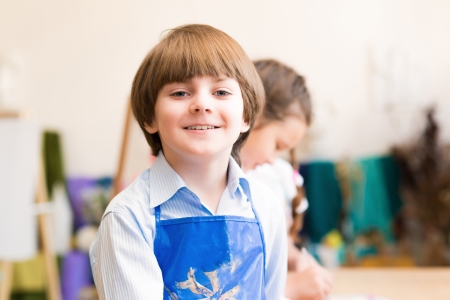 Portrait of a boy, the children learn in art schoolの写真素材