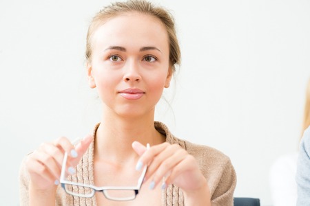 portrait of a student in the classroom, college tuitionの写真素材
