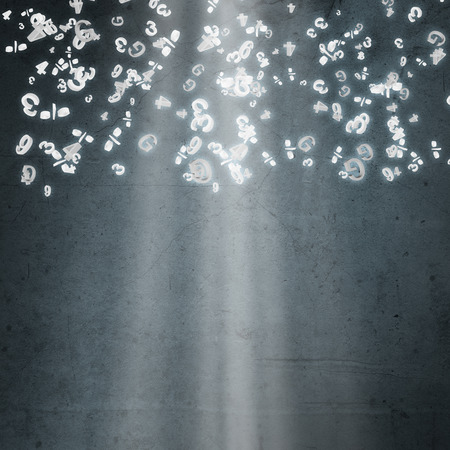 Background image with letters flying in airの写真素材