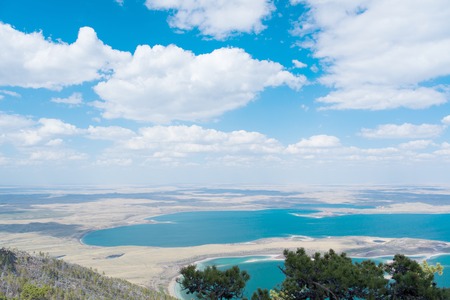 Picturesque natural landscape of Kazakhstan blue lakesの写真素材
