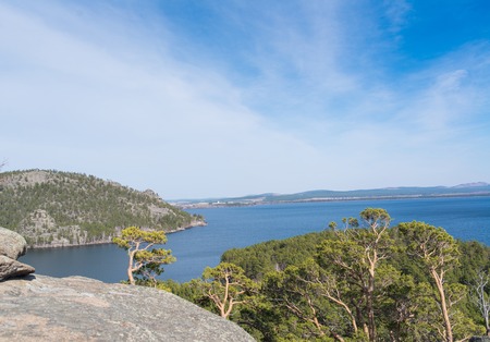 Picturesque natural landscape of Kazakhstan blue lakesの写真素材