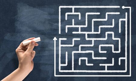 Conceptual image with hand drawning labyrinth patternの写真素材